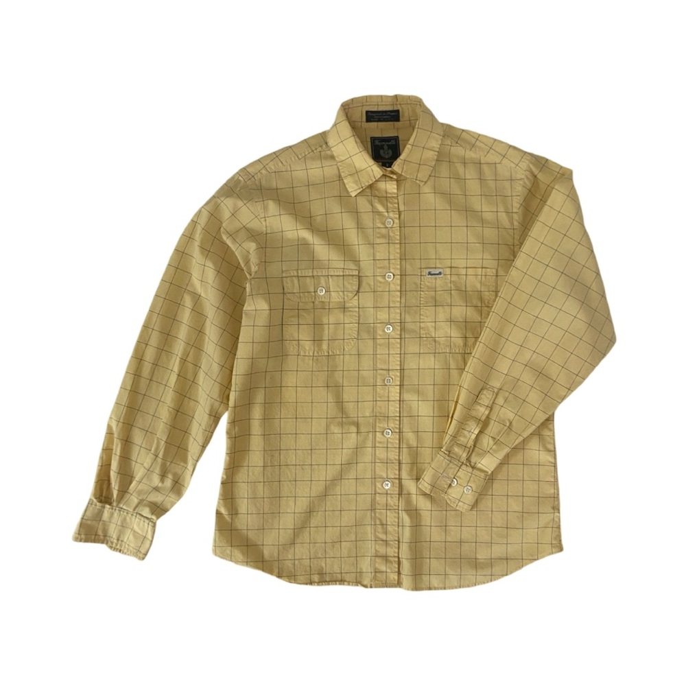 Faconnable | Yellow Windowpane Plaid Button Down Shirt
